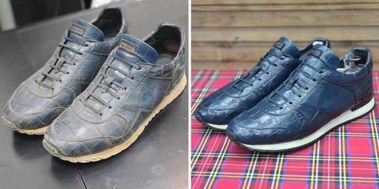 До и после: Устранение царапин и покраска кожи из аллигатора